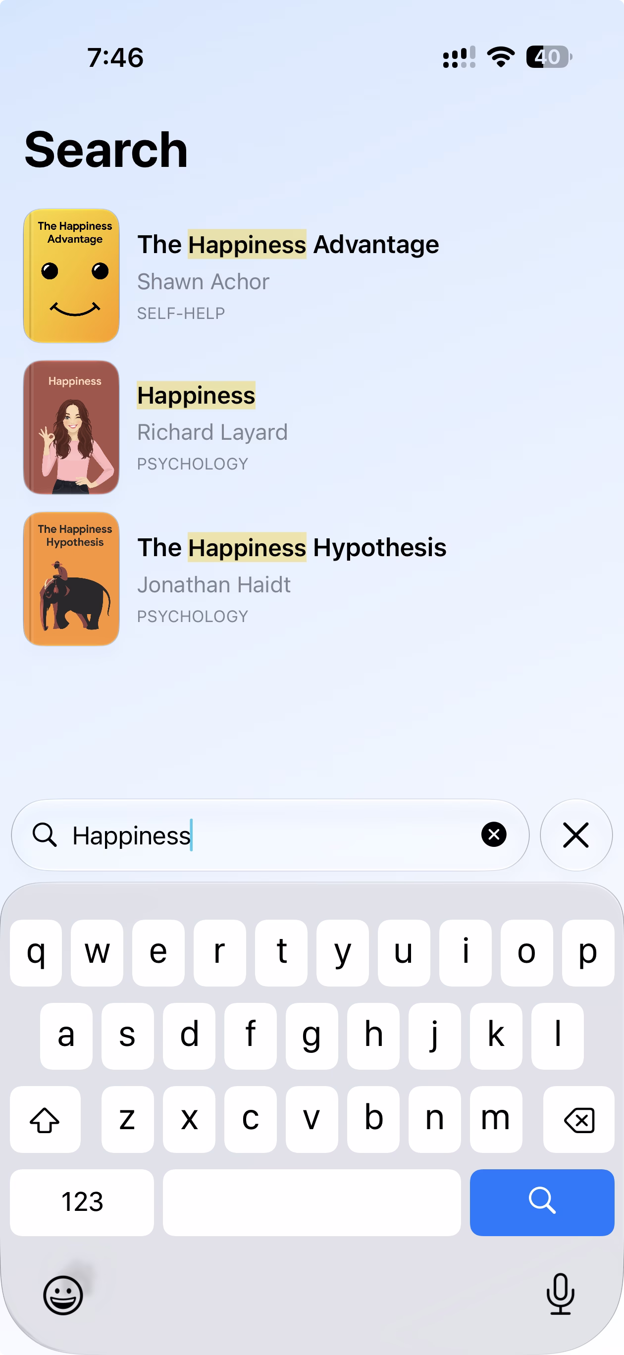 QuickReads App Store screenshot: Search